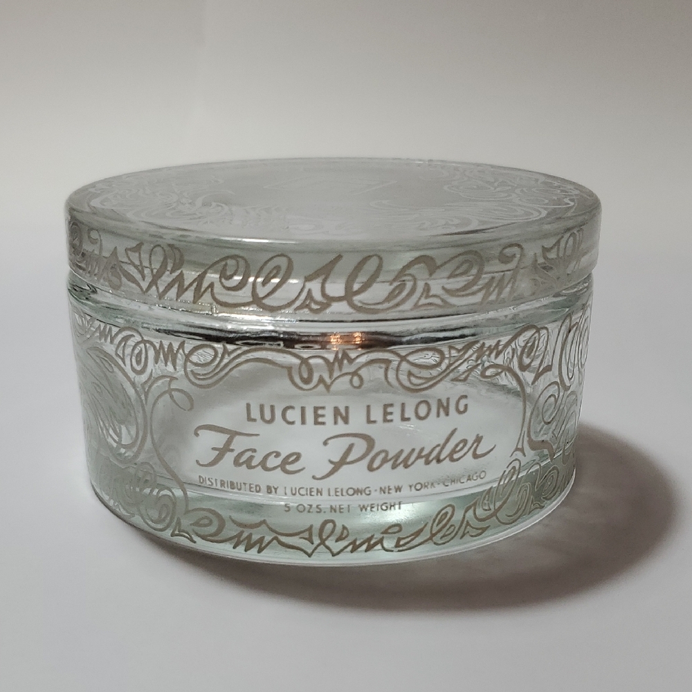 Vintage Lucien Lelong Face Powder clear glass jar
